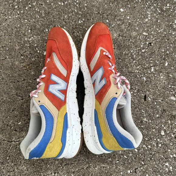 New Balance 997H Energy Red Atomic Sneakers Mens 9 Yellow Suede CM007HJP Shoes - Picture 10 of 13